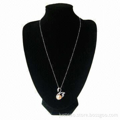 Solid 925 sterling silver chain necklace with pearl and CZ mounted silver swan pendant